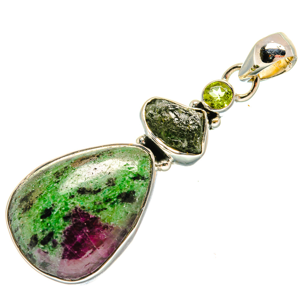 Ruby Zoisite Pendants handcrafted by Ana Silver Co - PD25795 - Photo 2