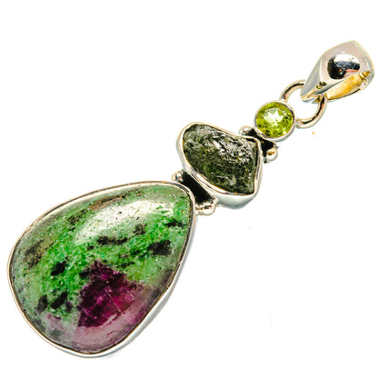 Ruby Zoisite Pendants handcrafted by Ana Silver Co - PD25795 - Photo 2