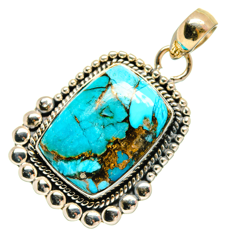 Blue Copper Composite Turquoise Pendants handcrafted by Ana Silver Co - PD25866 - Photo 2