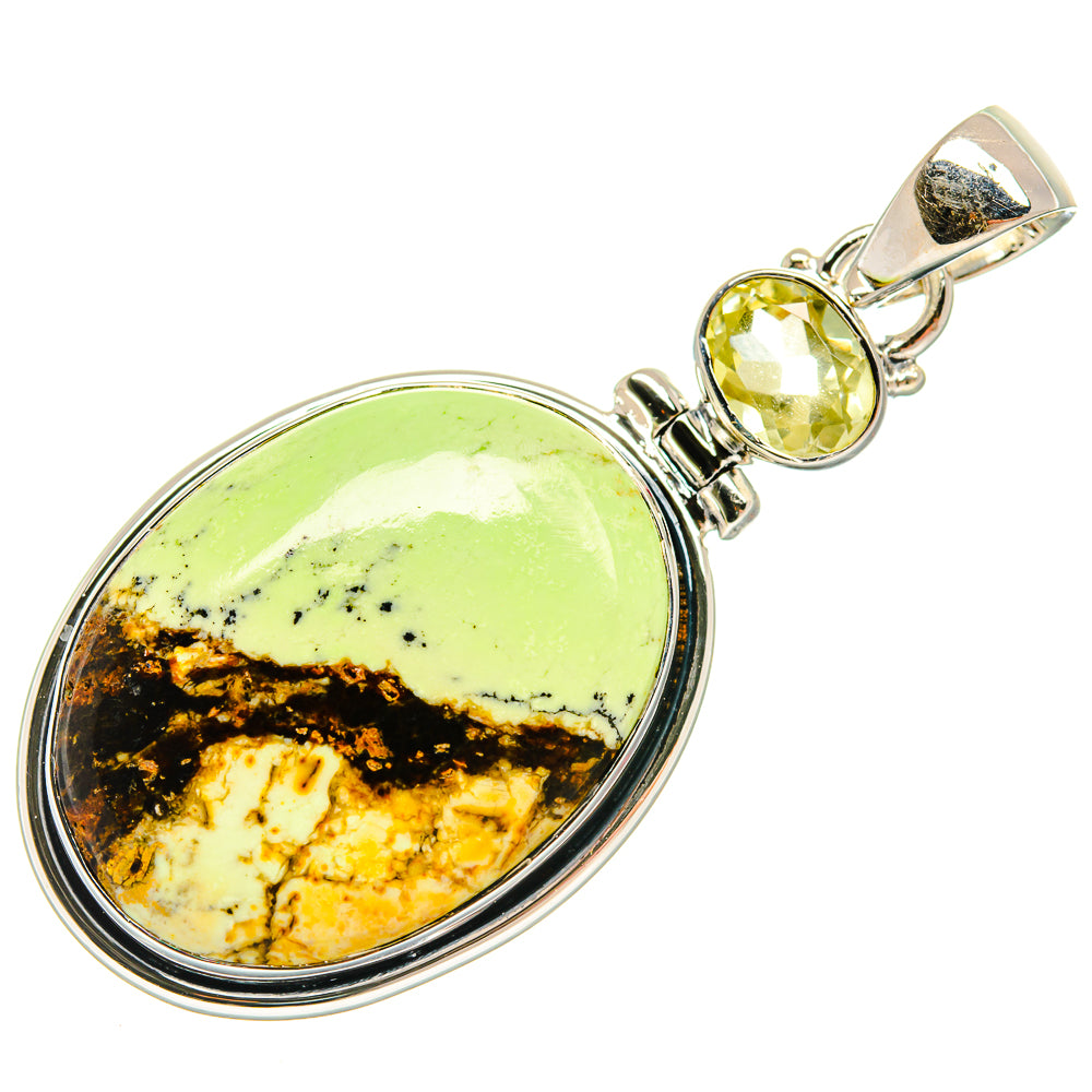 Lemon Chrysoprase Pendants handcrafted by Ana Silver Co - PD25932 - Photo 2