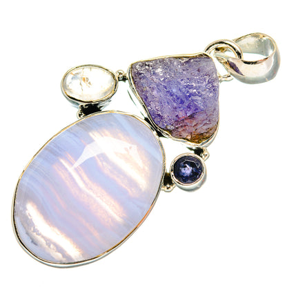 Blue Lace Agate Pendants handcrafted by Ana Silver Co - PD25935 - Photo 2