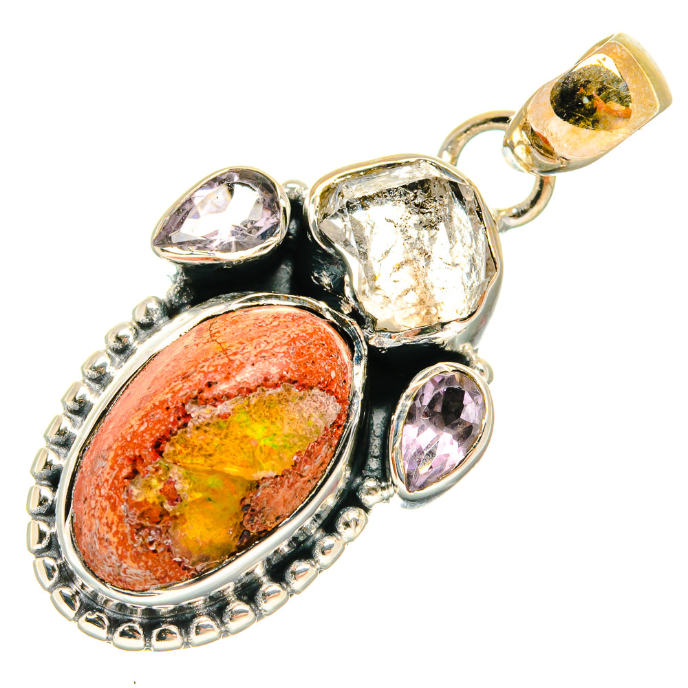 Mexican Fire Opal Pendants handcrafted by Ana Silver Co - PD26228 - Photo 2