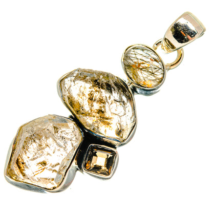 Faceted multicolor quartz pendant with 925 sterling silver bezel and bail