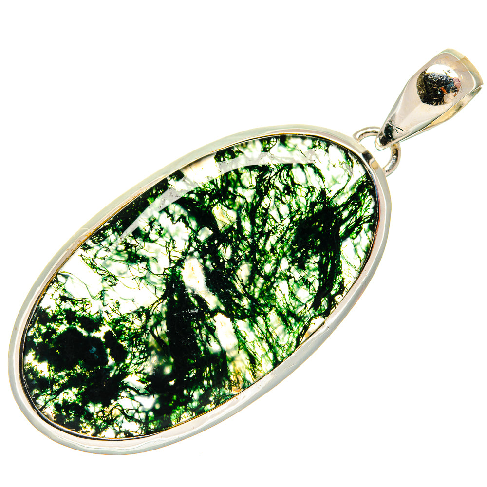 Green Moss Agate Pendants handcrafted by Ana Silver Co - PD26316 - Photo 2