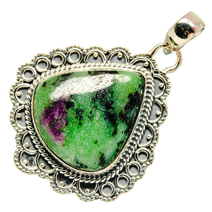 Ruby Zoisite Pendants handcrafted by Ana Silver Co - PD26335 - Photo 2