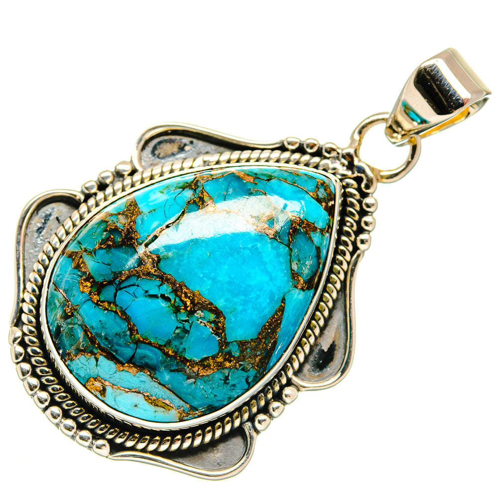 Blue Copper Composite Turquoise Pendants handcrafted by Ana Silver Co - PD26337 - Photo 2