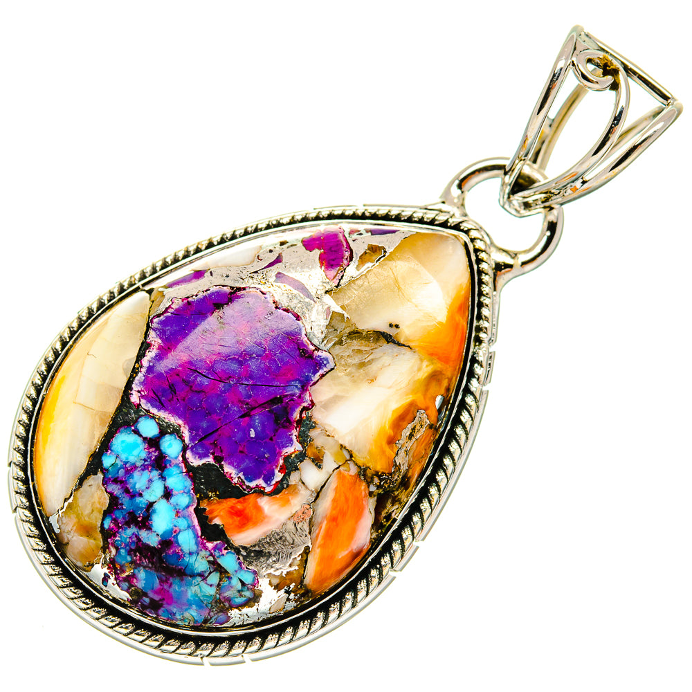 Kingman Pink Dahlia Turquoise Pendants handcrafted by Ana Silver Co - PD26343 - Photo 2