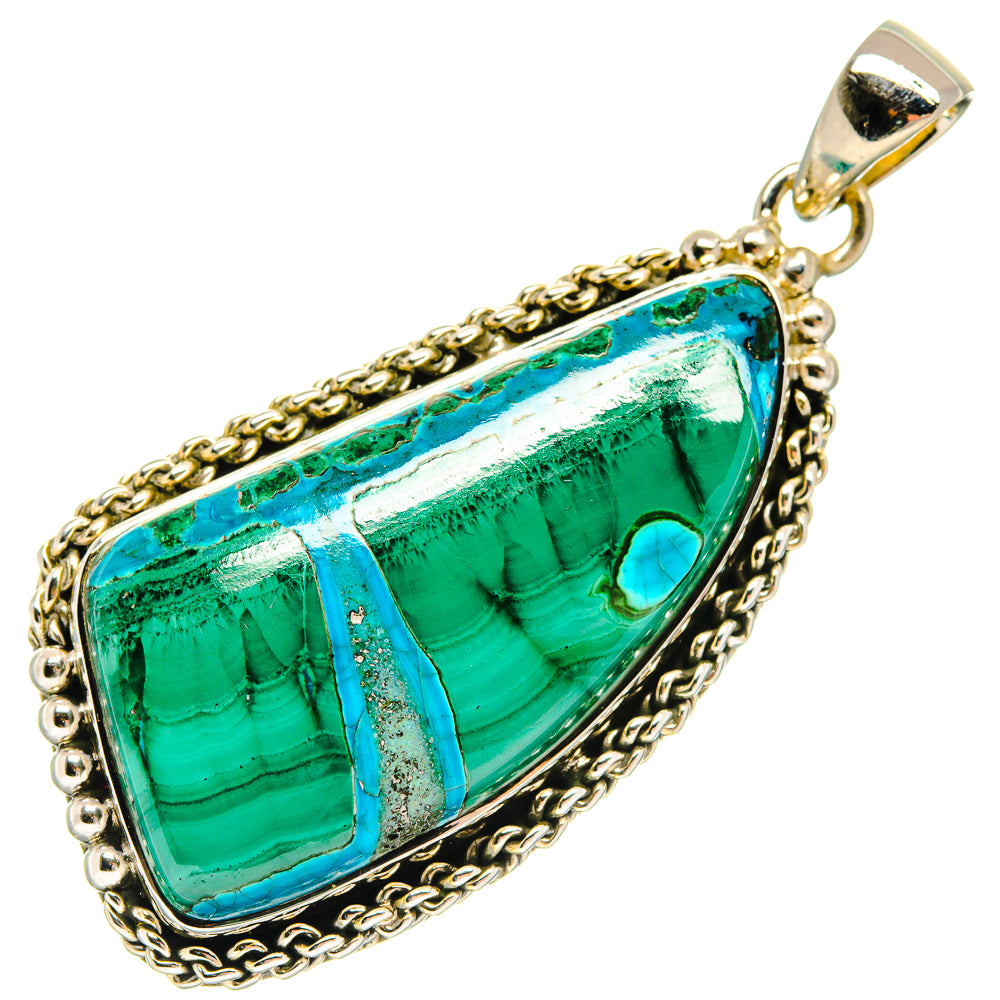 Malachite In Chrysocolla Pendants handcrafted by Ana Silver Co - PD26432 - Photo 2