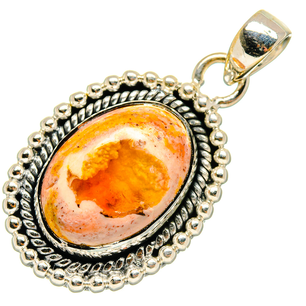 Mexican Fire Opal Pendants handcrafted by Ana Silver Co - PD26534 - Photo 2