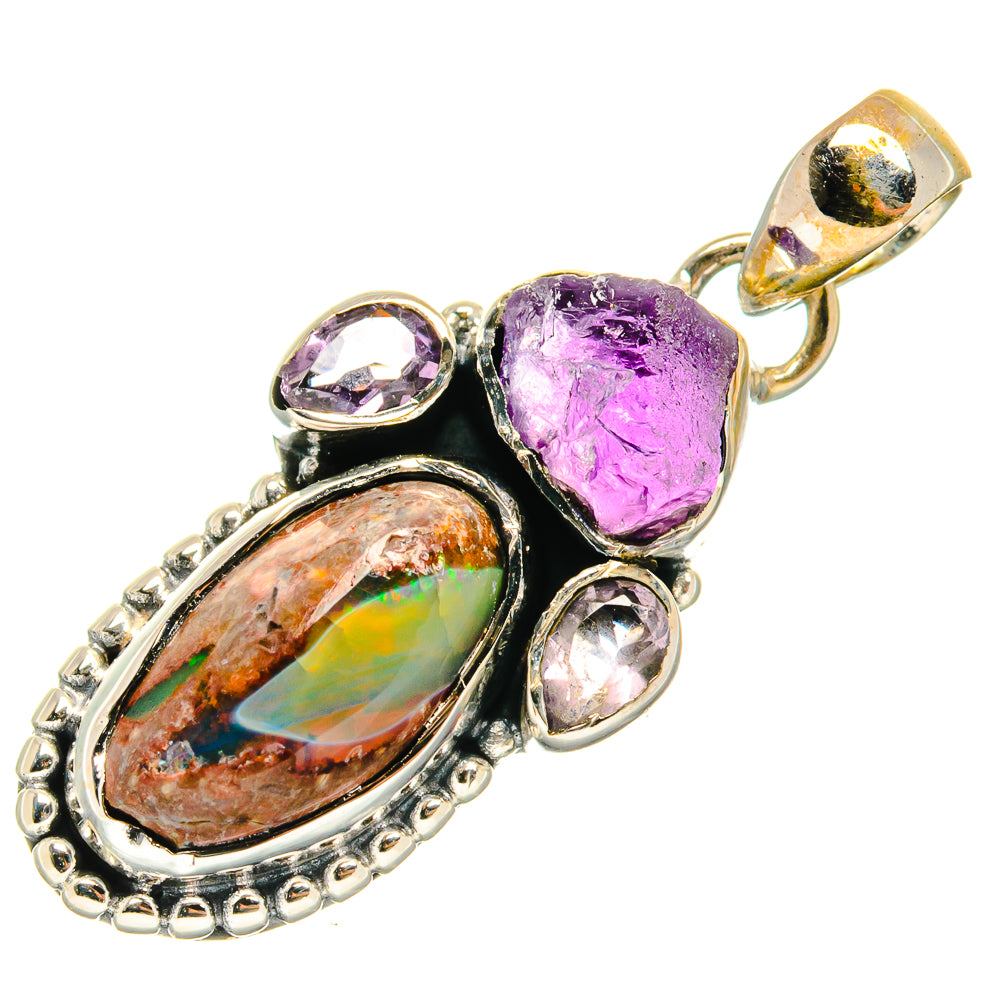 Mexican Fire Opal Pendants handcrafted by Ana Silver Co - PD26538 - Photo 2