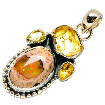 Mexican Fire Opal Pendants handcrafted by Ana Silver Co - PD26539 - Photo 2