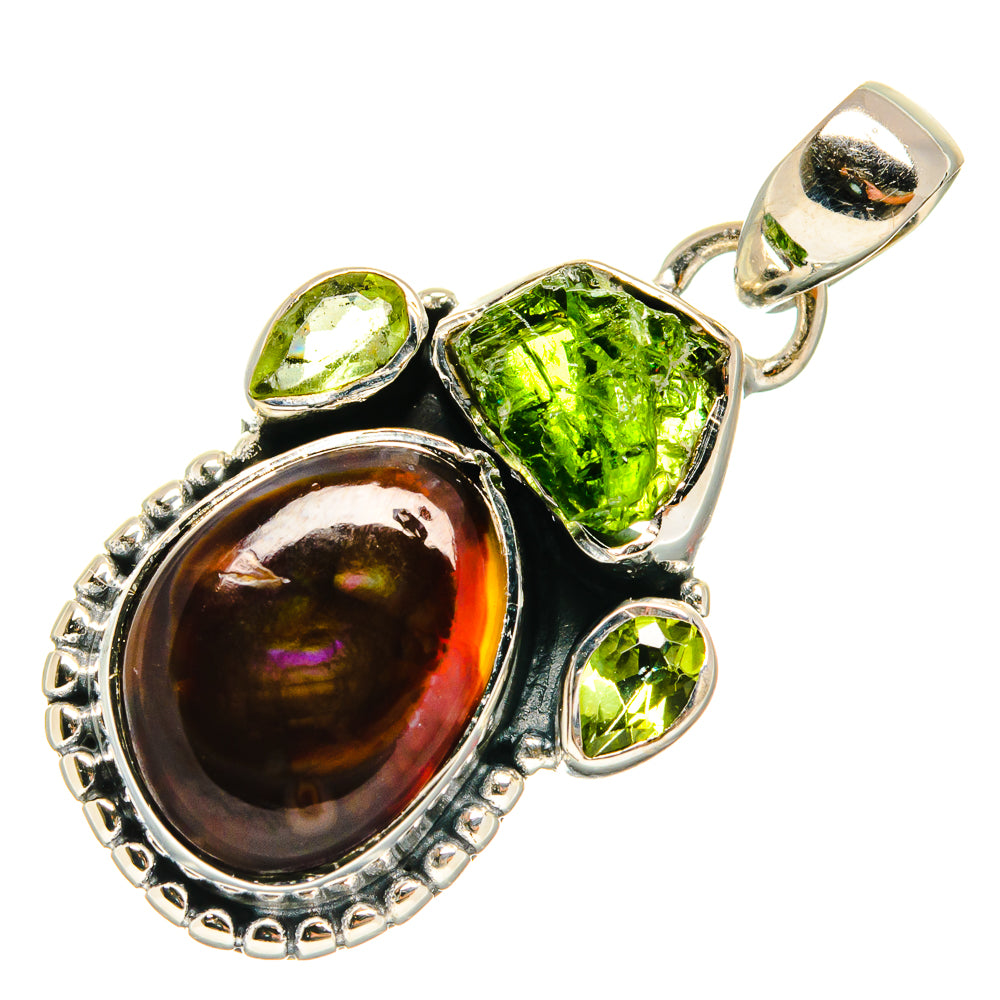 Mexican Fire Agate Pendants handcrafted by Ana Silver Co - PD26543 - Photo 2