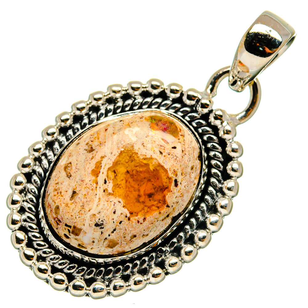 Mexican Fire Opal Pendants handcrafted by Ana Silver Co - PD26590 - Photo 2