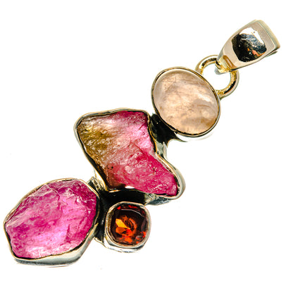 Pink Tourmaline Pendants handcrafted by Ana Silver Co - PD26611 - Photo 2
