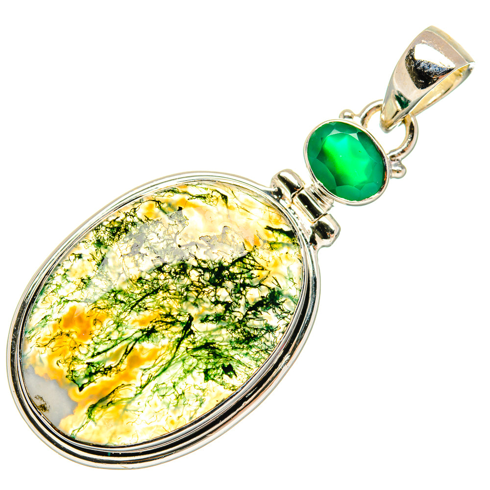 Green Moss Agate Pendants handcrafted by Ana Silver Co - PD26699 - Photo 2