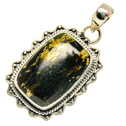 Pyrite In Black Onyx Pendants handcrafted by Ana Silver Co - PD26707 - Photo 2