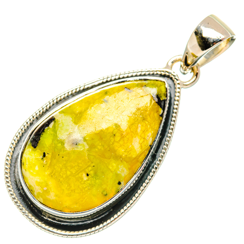 925 sterling silver teardrop pendant with yellow stone and textured rope bezel