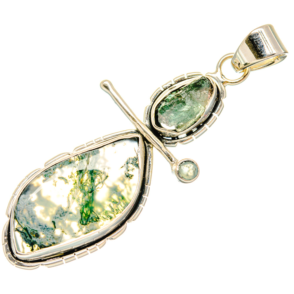 Green Moss Agate Pendants handcrafted by Ana Silver Co - PD26887 - Photo 2