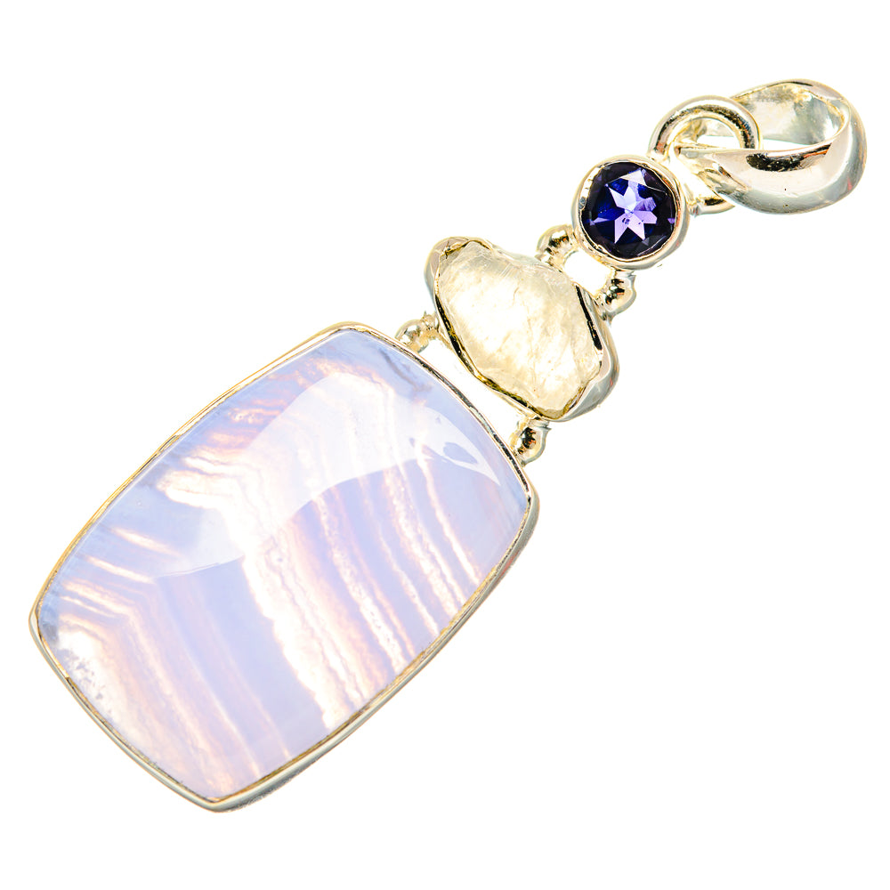 Blue Lace Agate Pendants handcrafted by Ana Silver Co - PD26897 - Photo 2