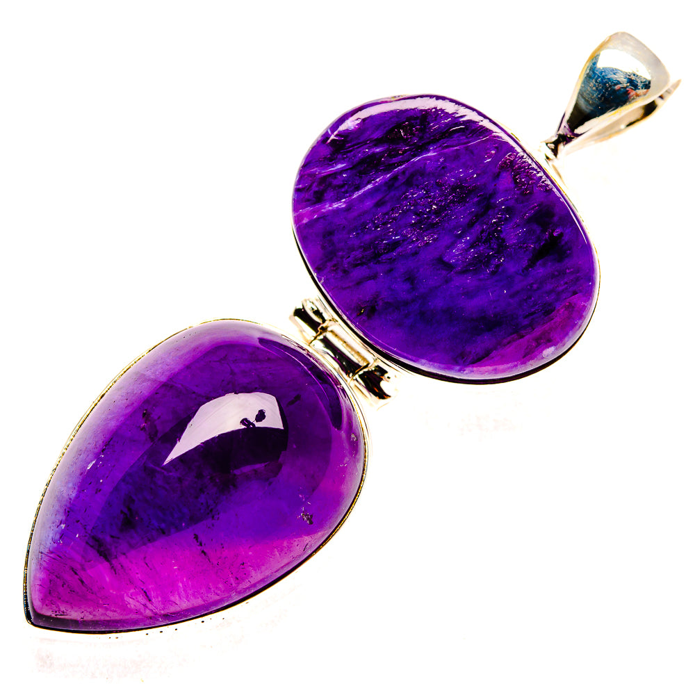 925 sterling silver amethyst pendant with double teardrop cabochons and bail