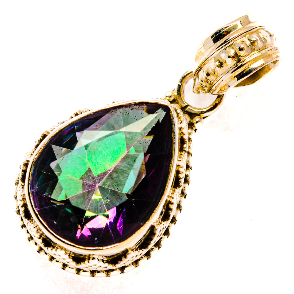 Teardrop mystic topaz pendant in gold-tone 925 sterling silver with prong setting