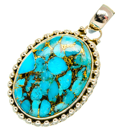 Blue Copper Composite Turquoise Pendants handcrafted by Ana Silver Co - PD27839 - Photo 2