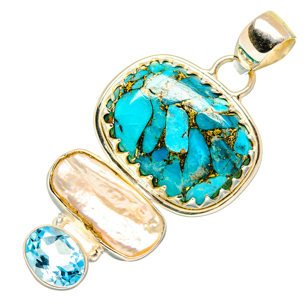 Blue Copper Composite Turquoise Pendants handcrafted by Ana Silver Co - PD27841 - Photo 2