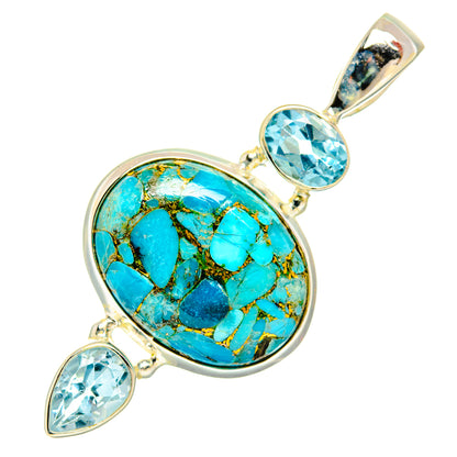 Blue Copper Composite Turquoise Pendants handcrafted by Ana Silver Co - PD27842 - Photo 2