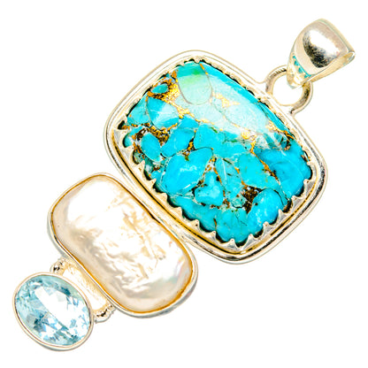 Blue Copper Composite Turquoise Pendants handcrafted by Ana Silver Co - PD27843 - Photo 2