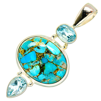 Blue Copper Composite Turquoise Pendants handcrafted by Ana Silver Co - PD27844 - Photo 2