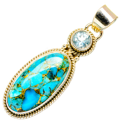 Blue Copper Composite Turquoise Pendants handcrafted by Ana Silver Co - PD27846 - Photo 2