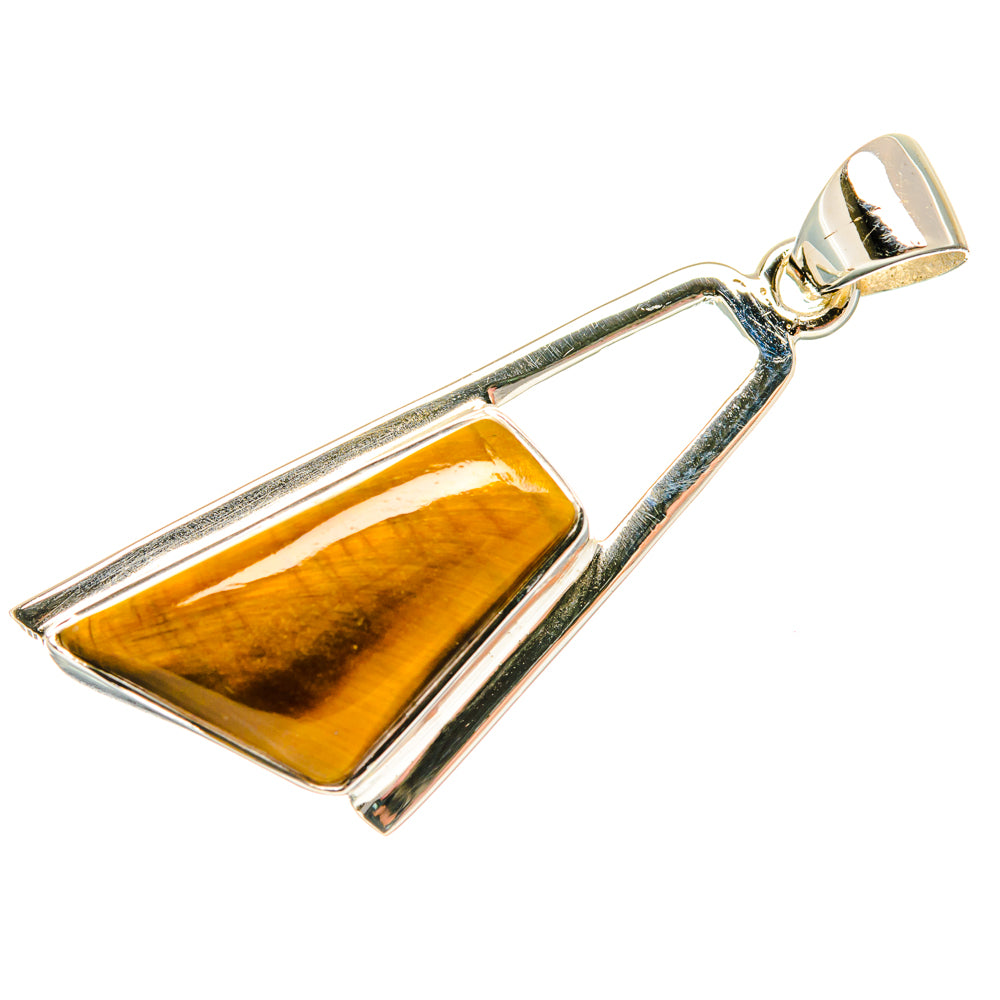 Amber tiger eye pendant in 925 sterling silver with silver bail
