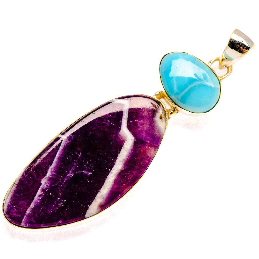 Chevron Amethyst Pendants handcrafted by Ana Silver Co - PD28343 - Photo 2
