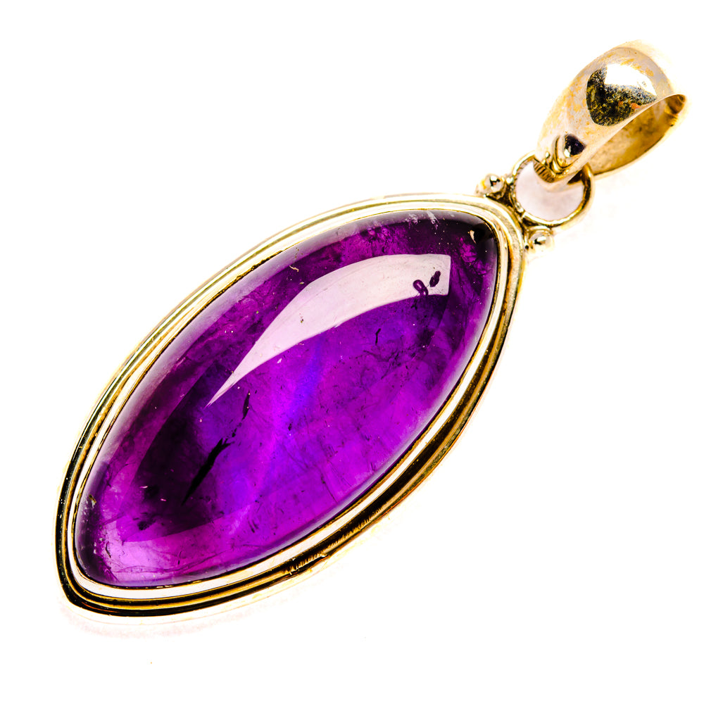 925 sterling silver oval amethyst pendant with purple gemstone and round loop bail