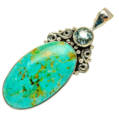 Chrysocolla, Blue Topaz Pendants handcrafted by Ana Silver Co - PD28423 - Photo 2