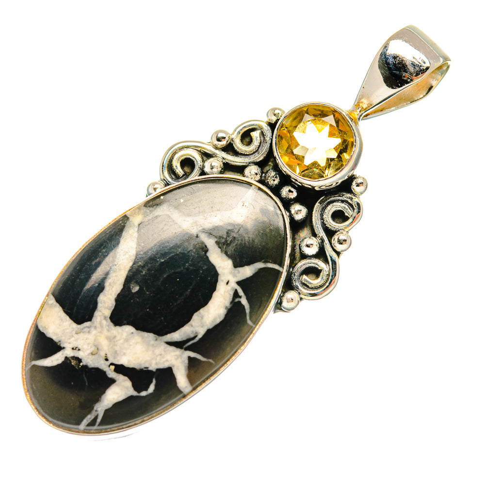 Septarian Geode, Citrine Pendants handcrafted by Ana Silver Co - PD28425 - Photo 2