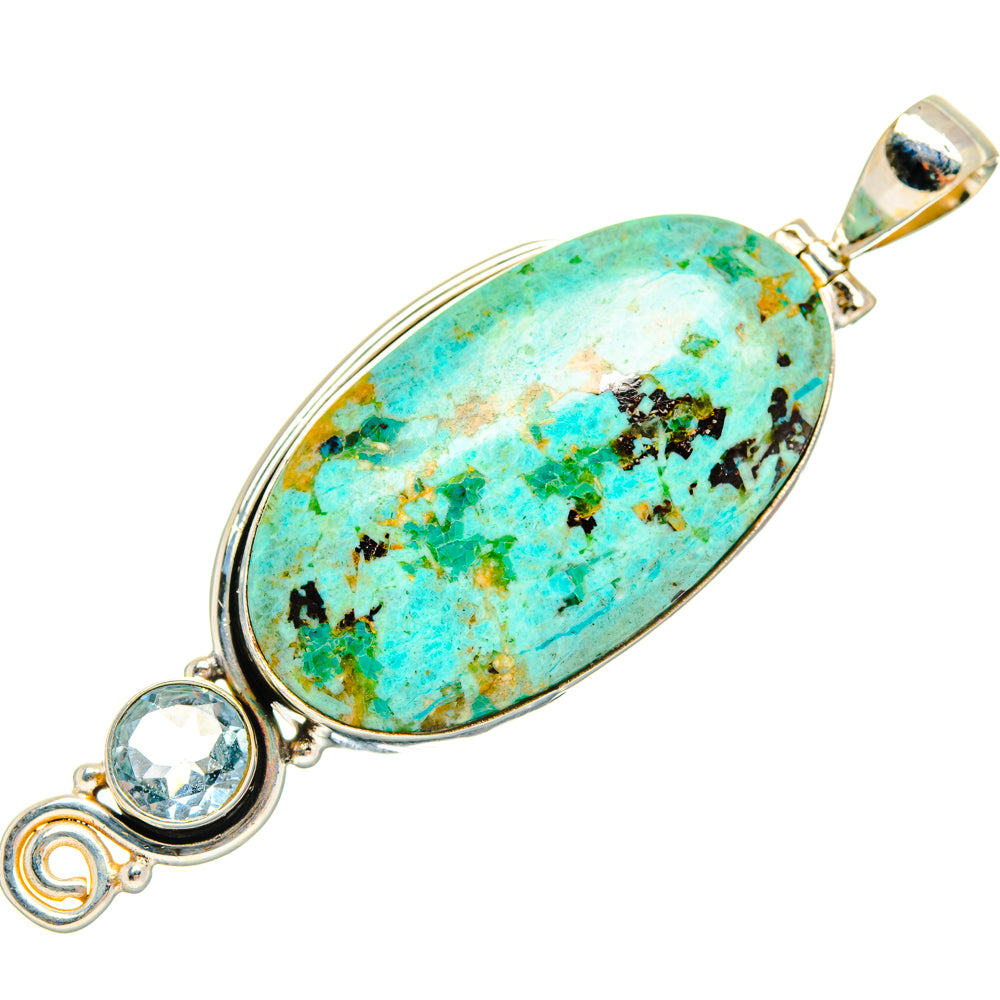 Peruvian Chrysocolla Pendants handcrafted by Ana Silver Co - PD28473 - Photo 2