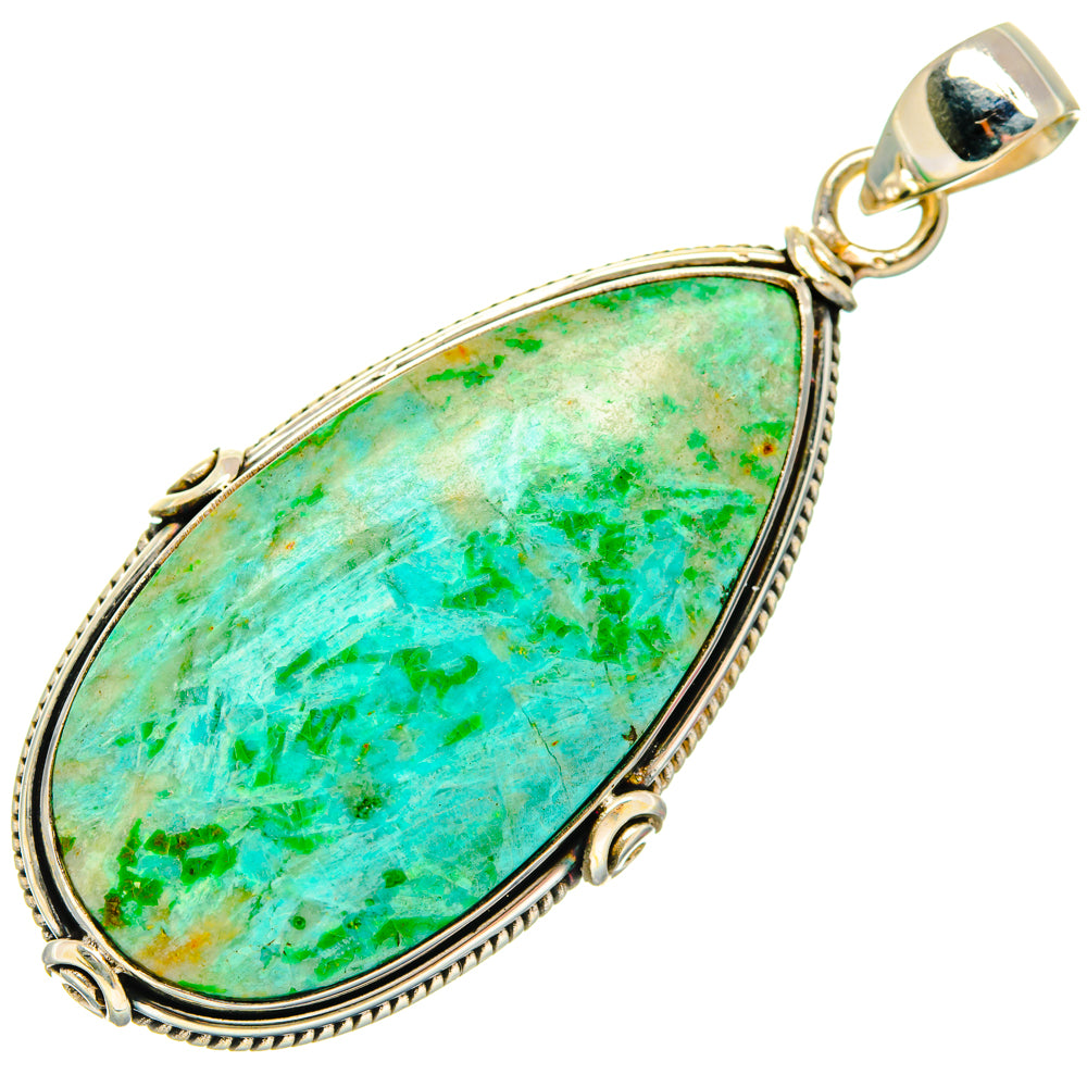 Peruvian Chrysocolla Pendants handcrafted by Ana Silver Co - PD28477 - Photo 2