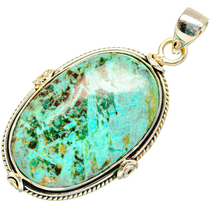 Peruvian Chrysocolla Pendants handcrafted by Ana Silver Co - PD28509 - Photo 2