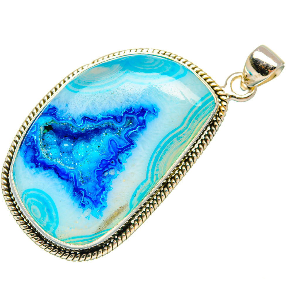 Blue Window Agate Pendants handcrafted by Ana Silver Co - PD28522 - Photo 2