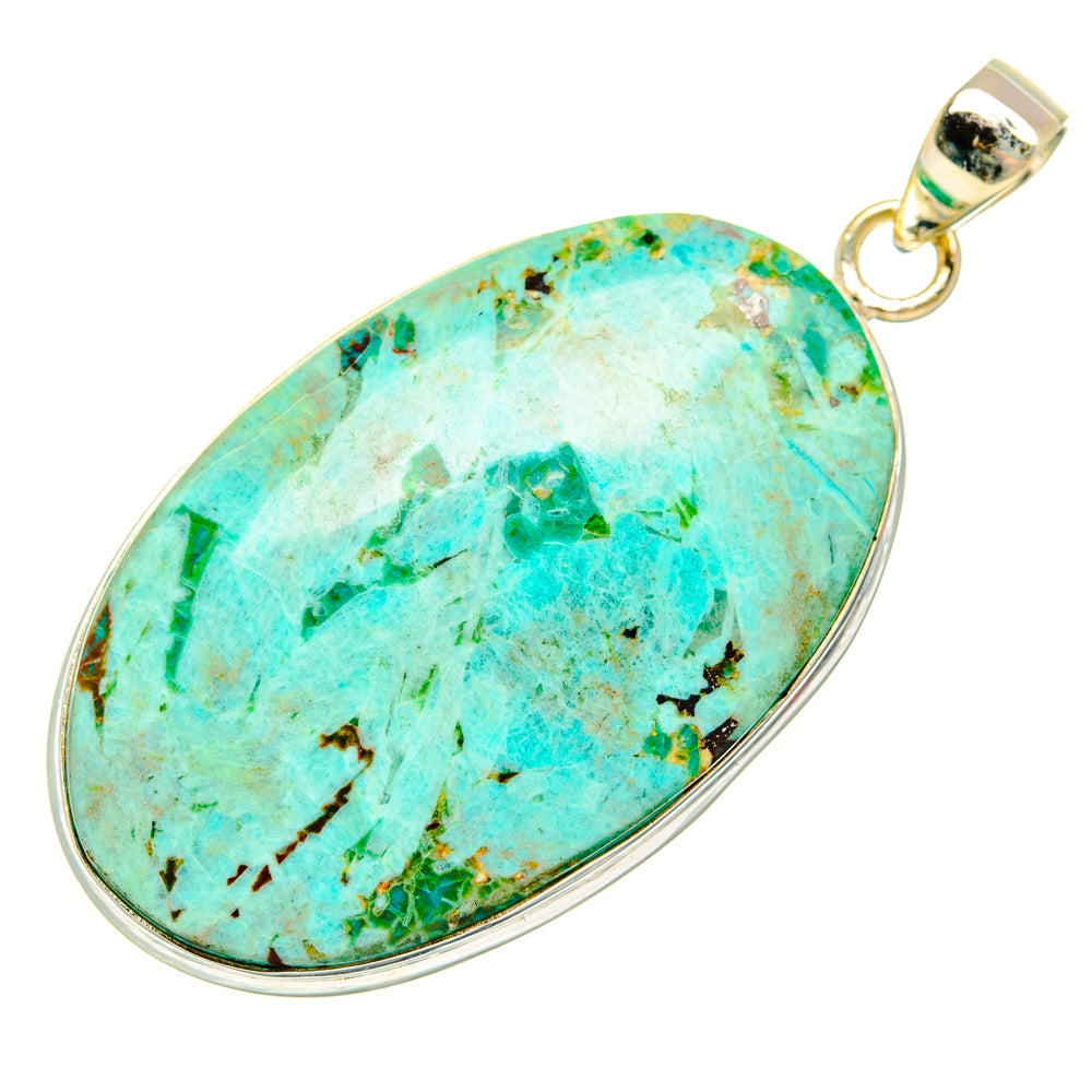 Peruvian Chrysocolla Pendants handcrafted by Ana Silver Co - PD28597 - Photo 2