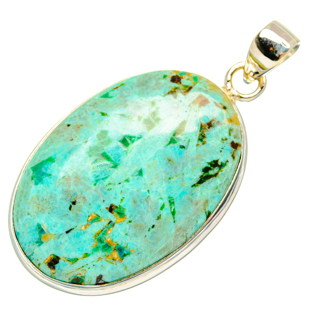 Peruvian Chrysocolla Pendants handcrafted by Ana Silver Co - PD28624 - Photo 2