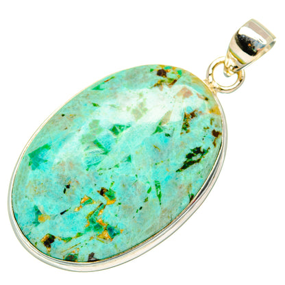Peruvian Chrysocolla Pendants handcrafted by Ana Silver Co - PD28624 - Photo 2