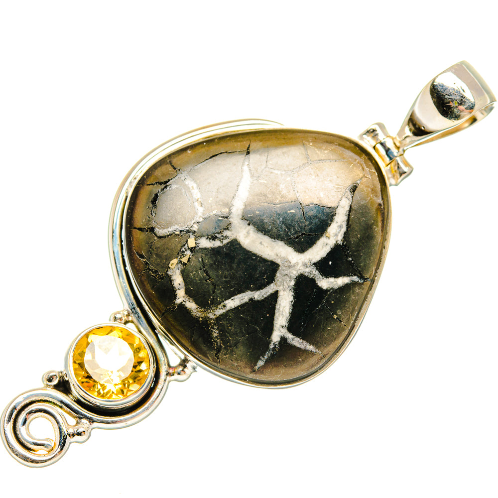 Septarian Geode, Citrine Pendants handcrafted by Ana Silver Co - PD28632 - Photo 2