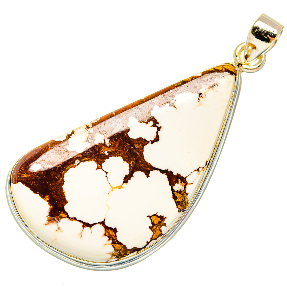 Teardrop wild horse jasper pendant with 925 sterling silver bail and frame
