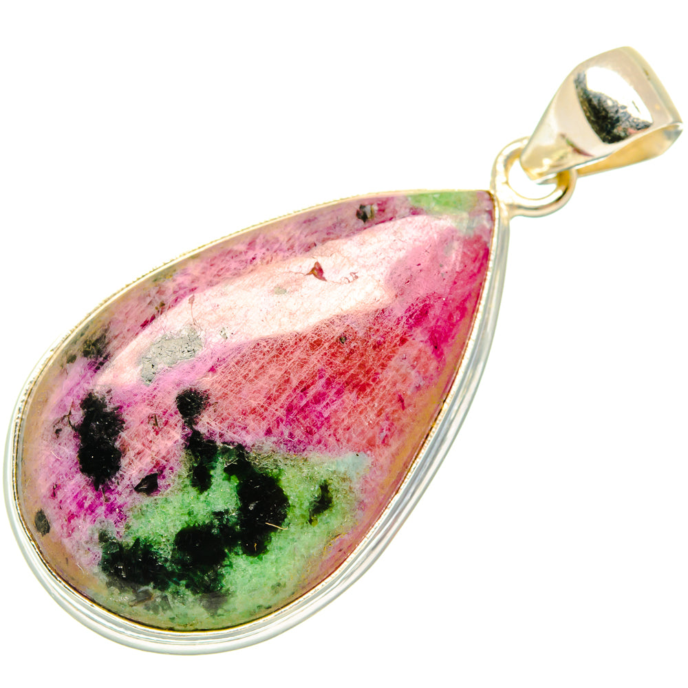 Ruby Zoisite Pendants handcrafted by Ana Silver Co - PD28664 - Photo 2