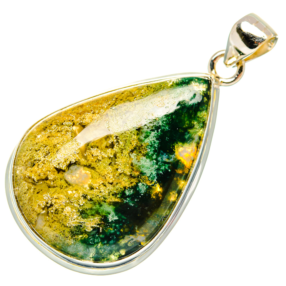Green Moss Agate Pendants handcrafted by Ana Silver Co - PD28720 - Photo 2