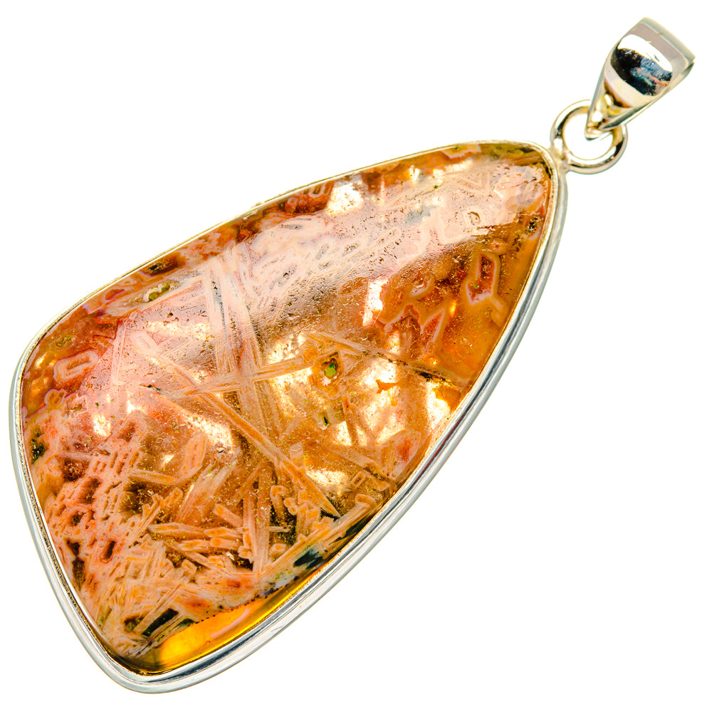 925 sterling silver pendant with triangular amber-orange agate drop and bail loop