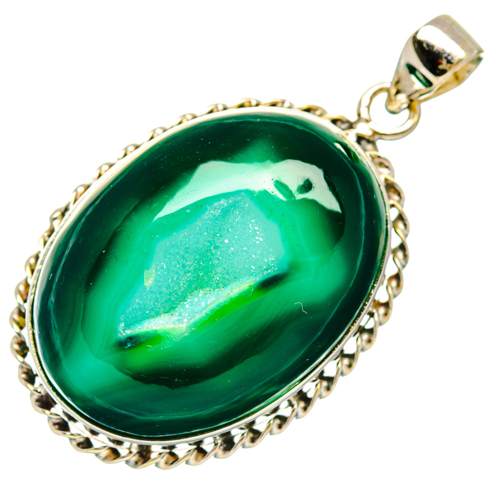 Green Geode Druzy Pendants handcrafted by Ana Silver Co - PD28754 - Photo 2