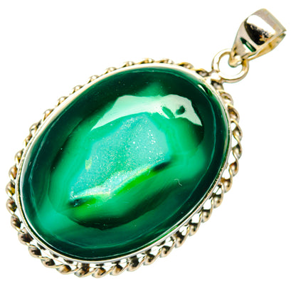 Green Geode Druzy Pendants handcrafted by Ana Silver Co - PD28754 - Photo 2